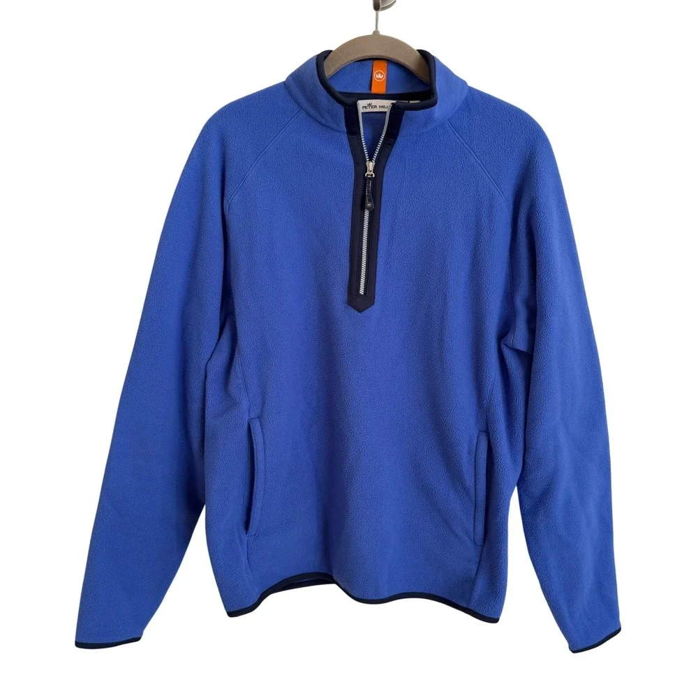 Peter Millar Mens Quarter Zip Fleece Pullover Blue MF21EZ38 Small
